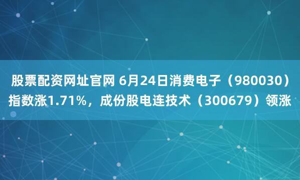 股票配资网址官网 6月24日消费电子（980030）指数涨1.71%，成份股电连技术（300679）领涨
