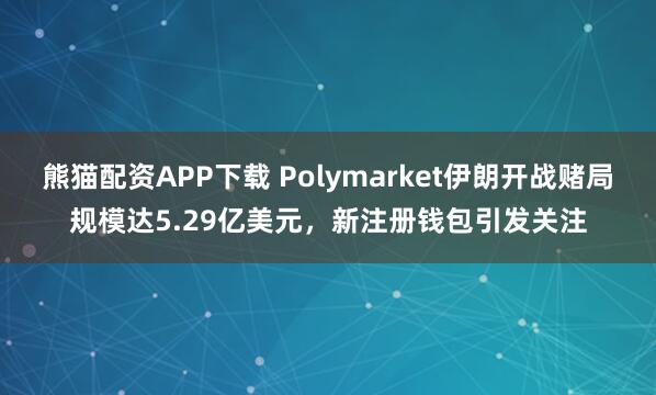 熊猫配资APP下载 Polymarket伊朗开战赌局规模达5.29亿美元，新注册钱包引发关注
